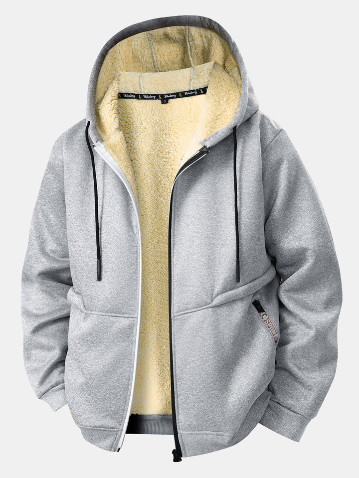 Teddy-lined zipper hoodie