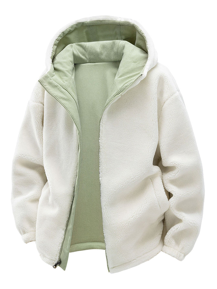 Teddy corduroy reversible jacket with hood