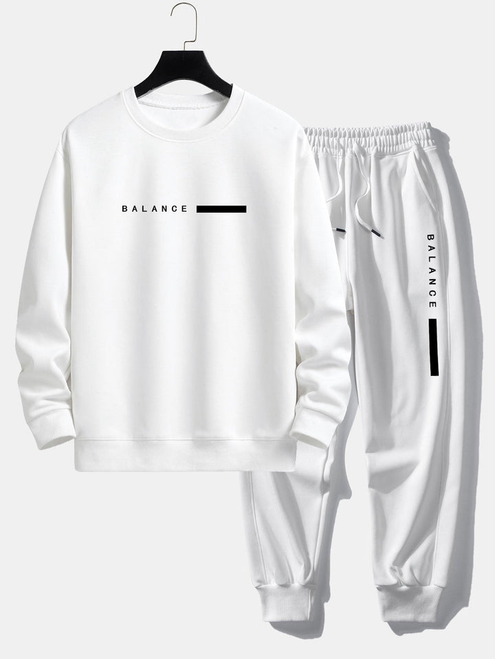 Balance Stripe Print Relax Fit Crew Neck Sweatshirt & Joggingbroek