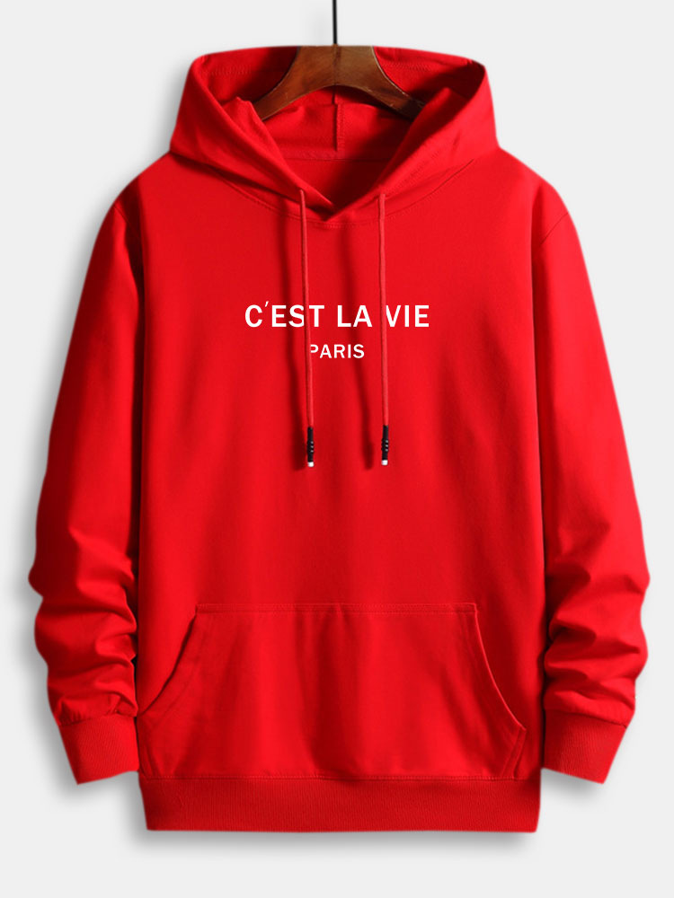 Paris Letter Print Katoenen Hoodie