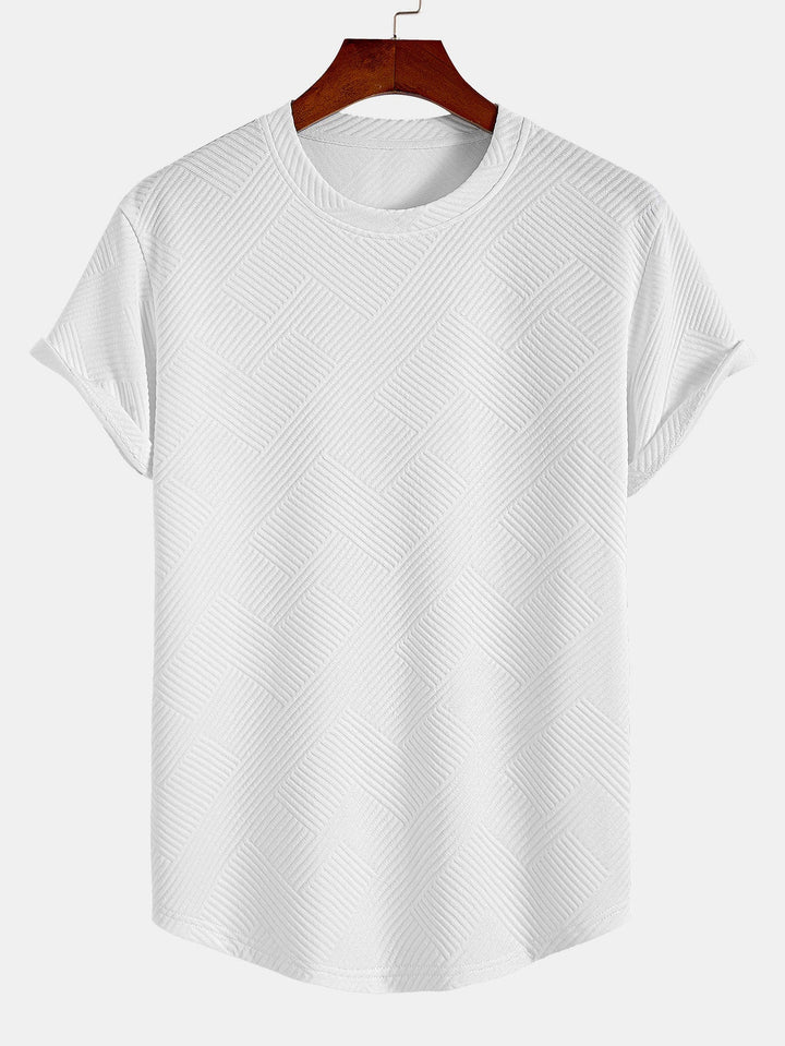 Korte Mouwen Streep Jacquard Boog Hem T-Shirt