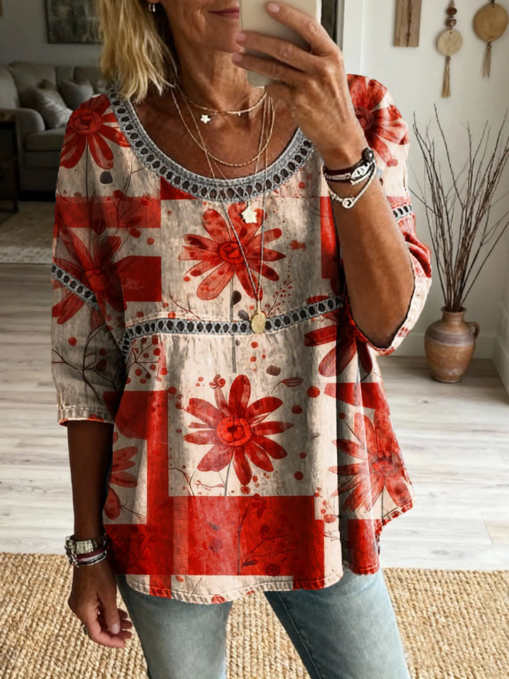 Boheemse top met bloemenuitsparingen en vintage hippiestijl              WORD LID VAN DE FREE SPIRIT-FAMILIEWELKOM BIJ THE VIBEJE BENT AL BINNEN