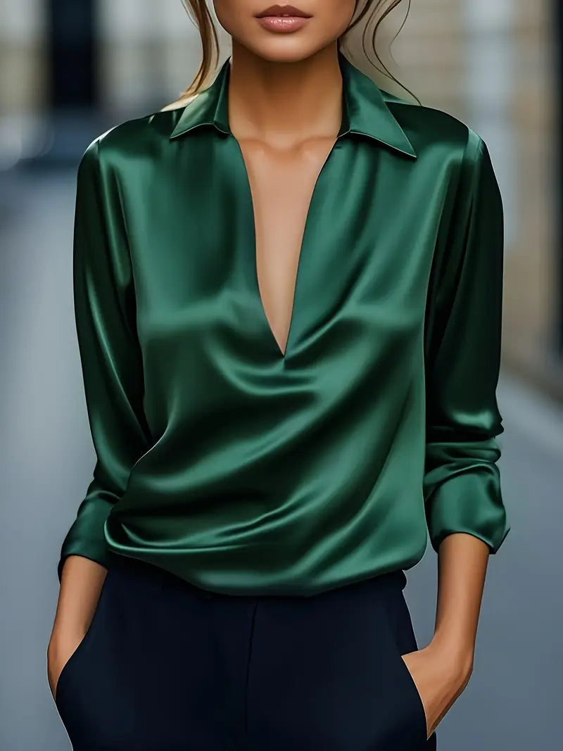 Naya™ – Elegant V-Neck Blouse for Day-to-Night Confidence