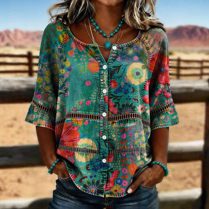 Louisa™ - Floral Button Blouse