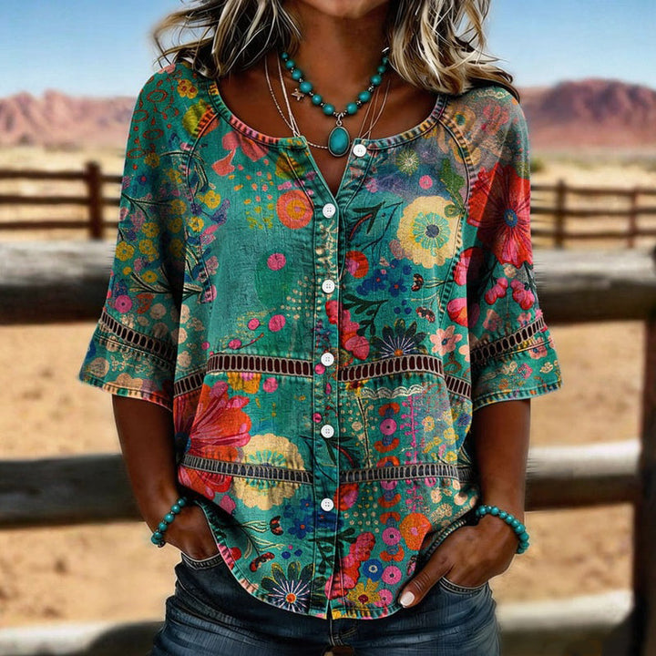 Louisa™ - Floral Button Blouse