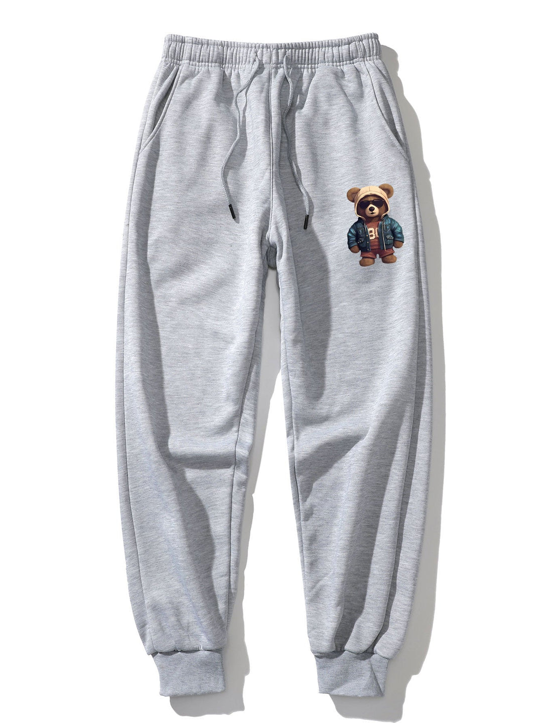 Bear In Leather Jacket Print Hoodie & Jogger Pants