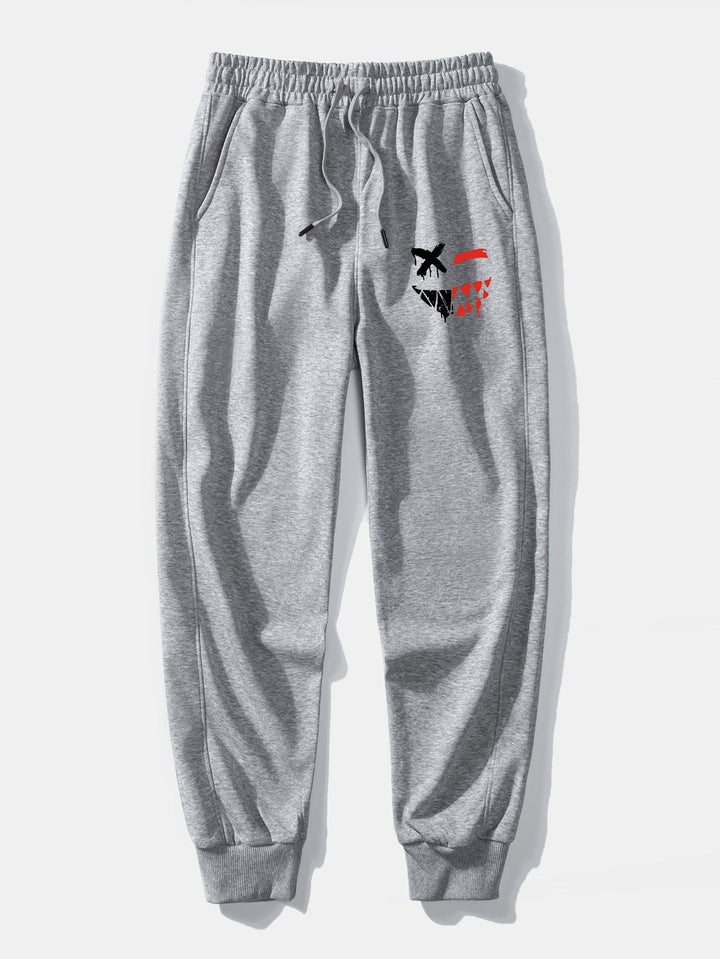 Oplosbare Evil Smiley Face Print Relax Fit Hoodie & Joggingbroek