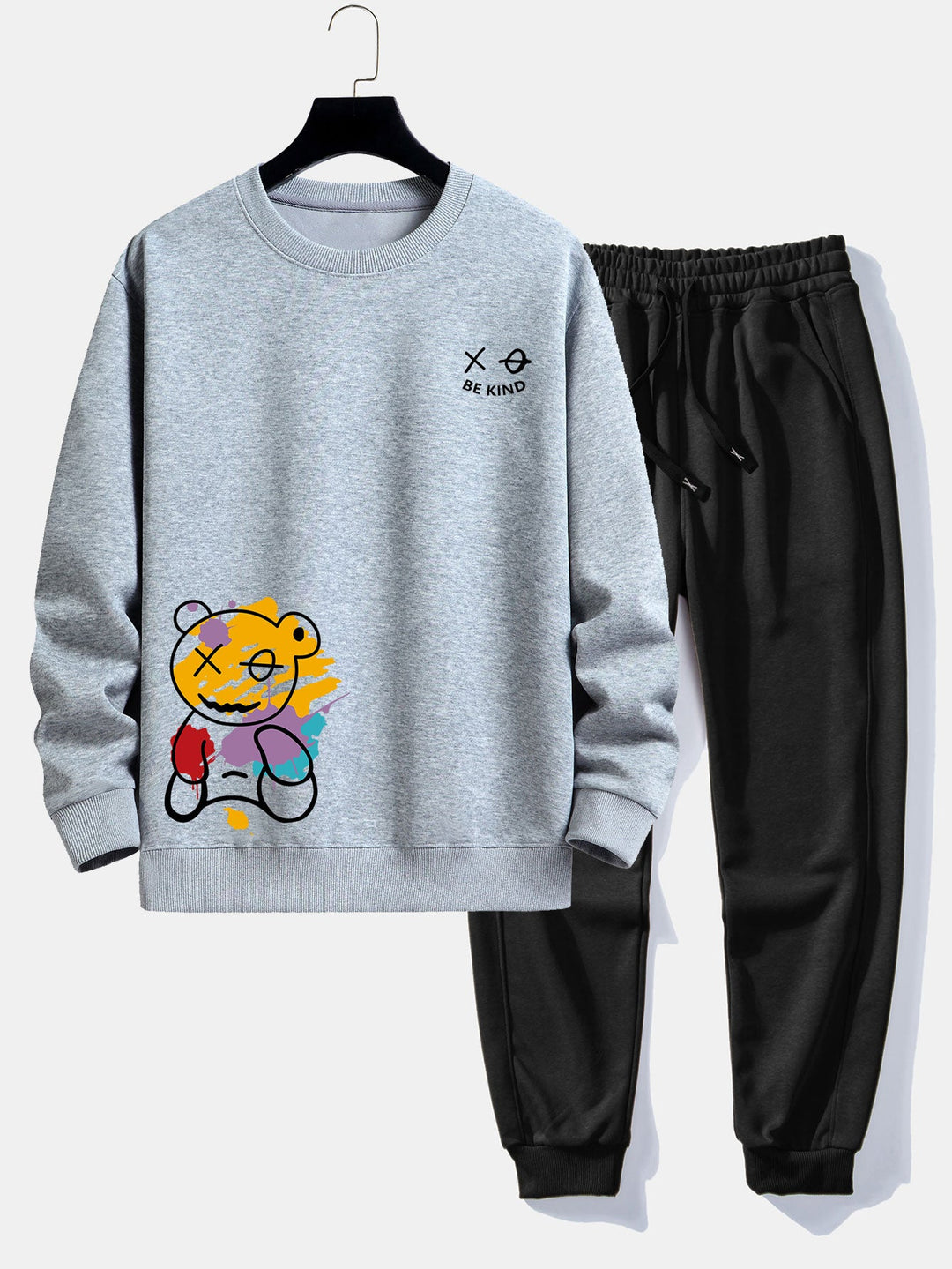 Graffiti Bear Print Relax Fit Sweatshirt & Joggingbroek