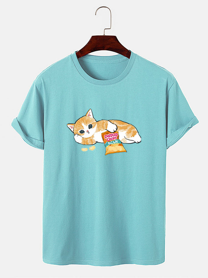 Schattige Kat Print T-Shirt