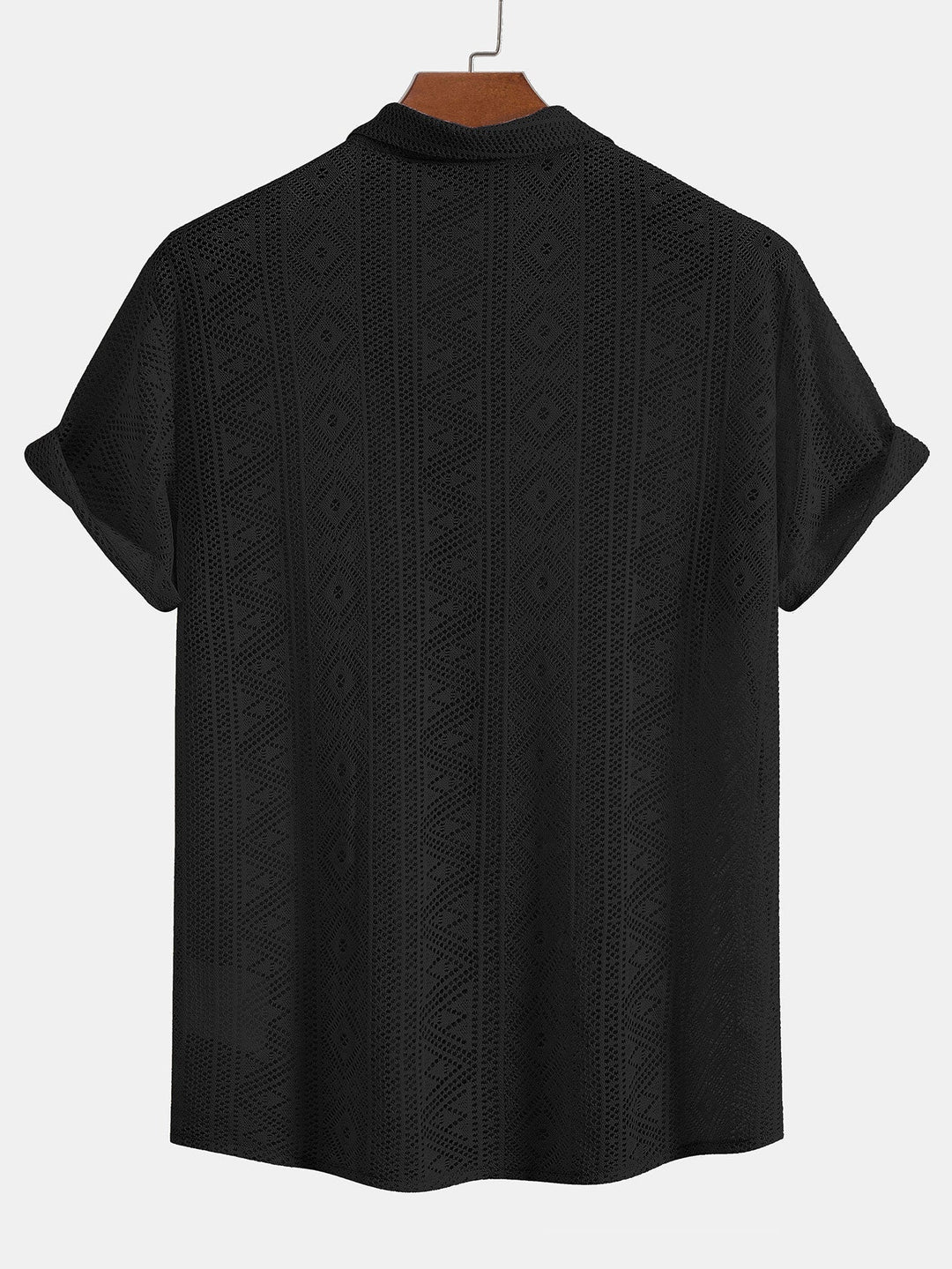 Korte Mouwen Geometrisch Textuur Cuban Shirt & Linnen Katoen Gemengde Cropped Broek