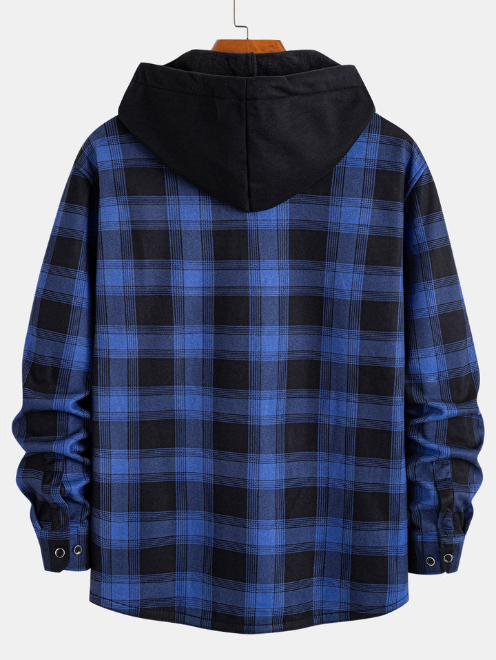 Flanellen fleece gevoerde capuchontrui met zakken