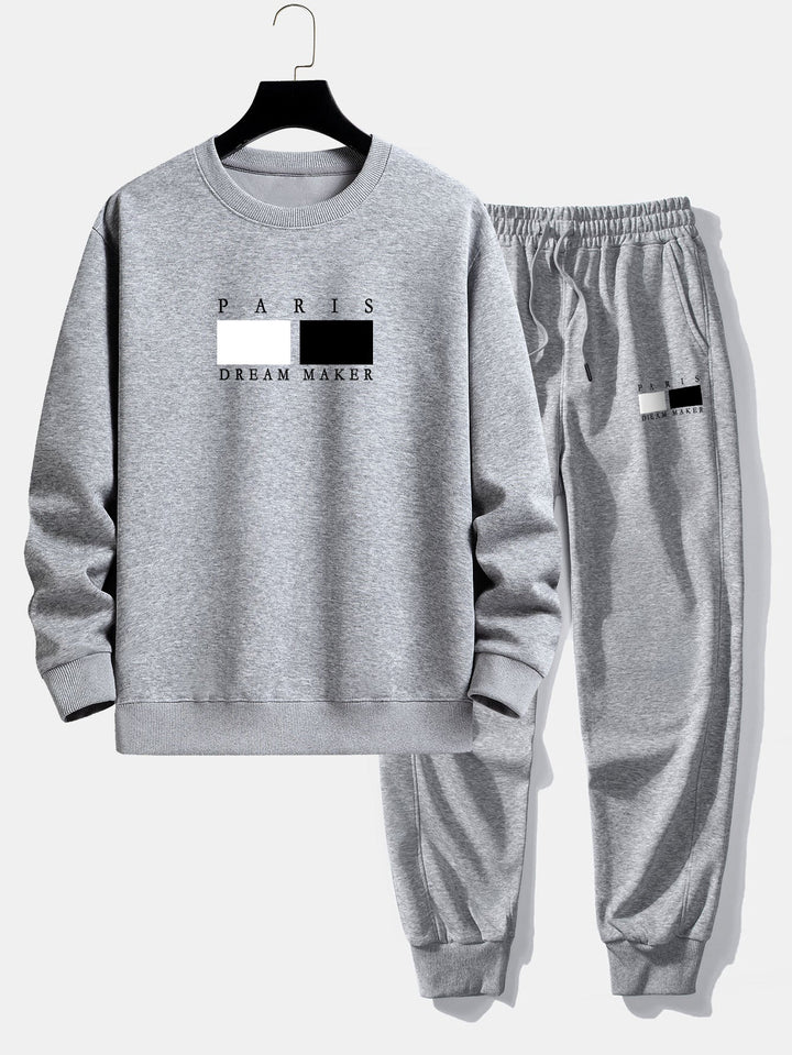 Paris Dream Maker Print Relax Fit Crew Neck Sweatshirt & Joggingbroek