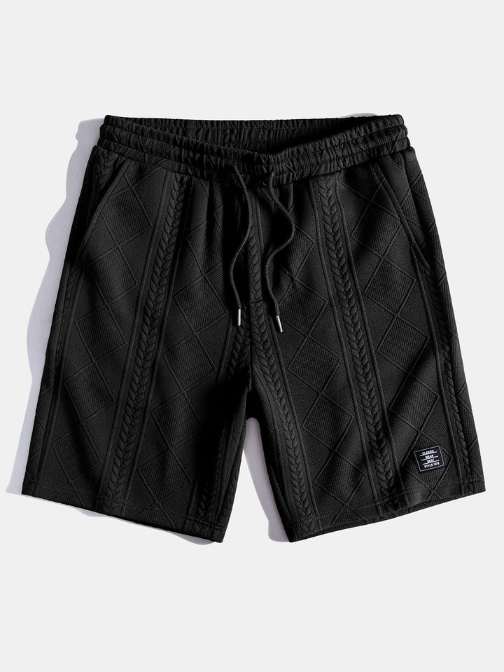 Korte Mouw Geometrisch Jacquard Boog Hem T-Shirt & Shorts