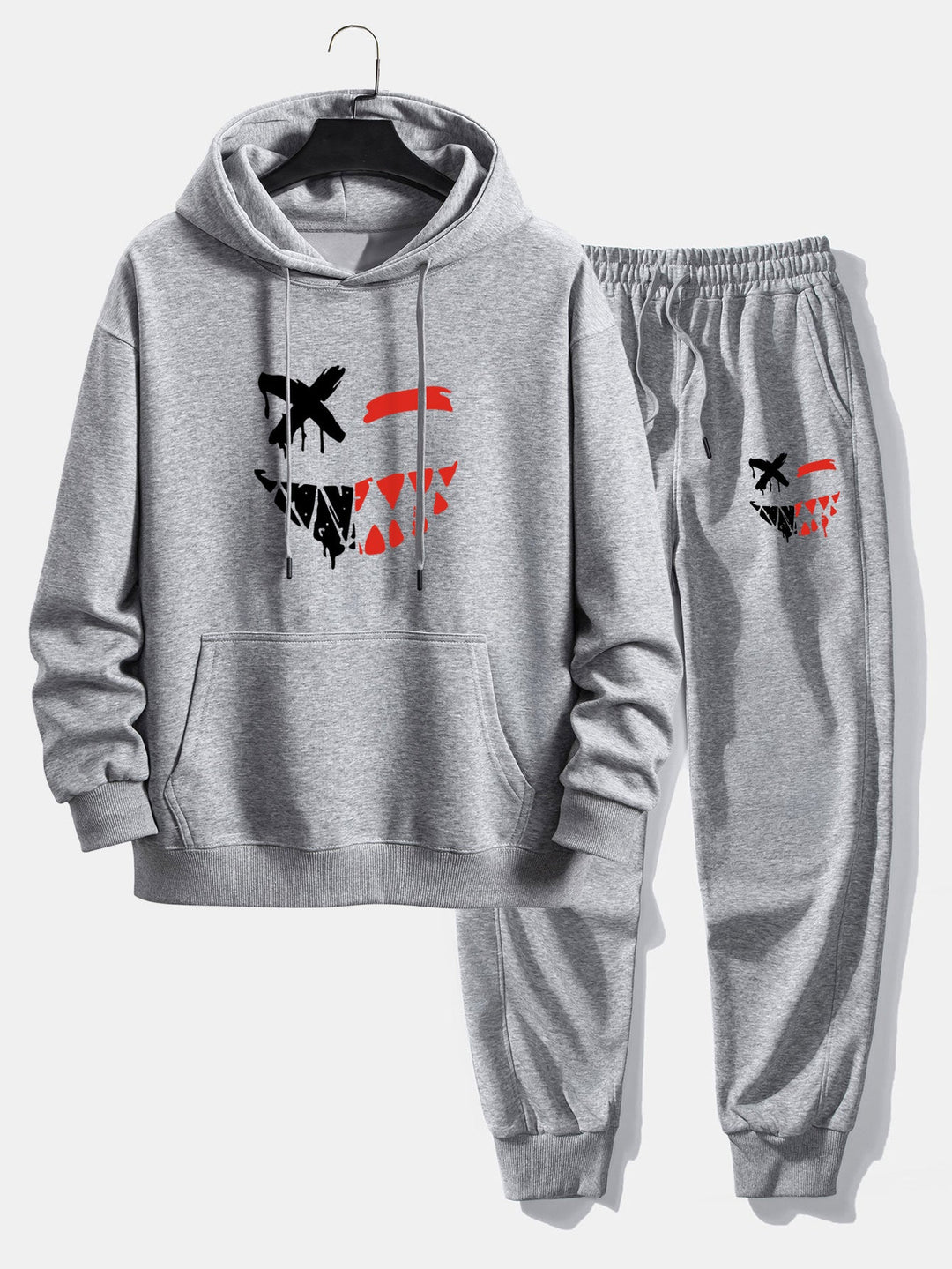 Oplosbare Evil Smiley Face Print Relax Fit Hoodie & Joggingbroek