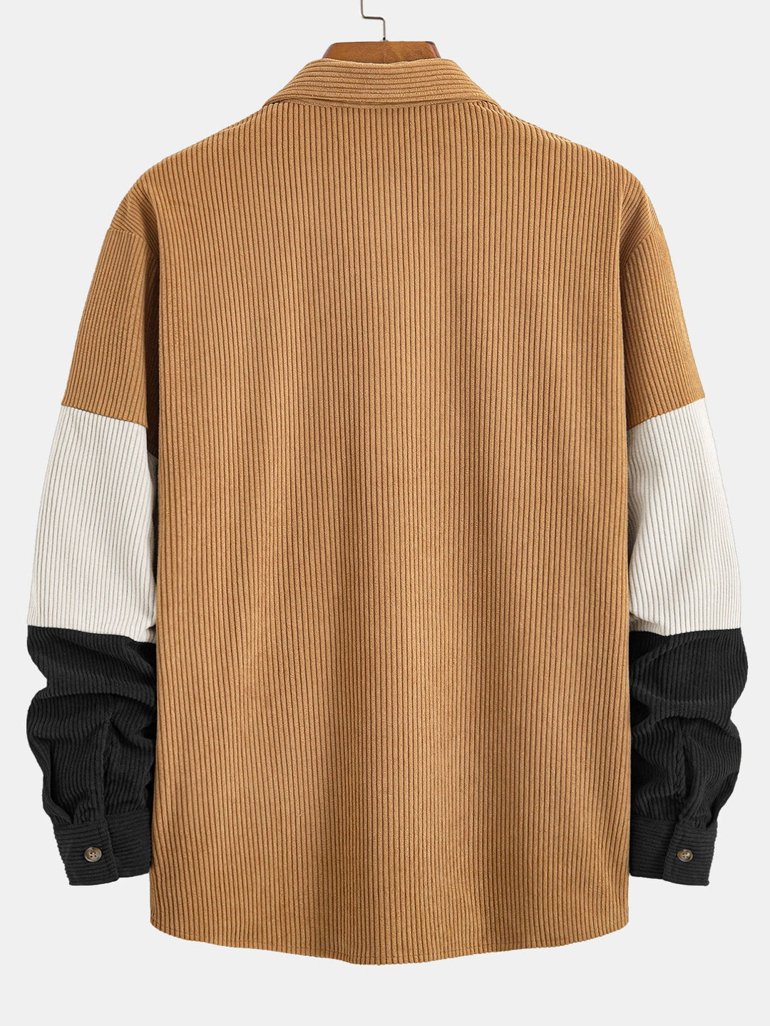 Kleur Blok Corduroy Shirt Met Zakken