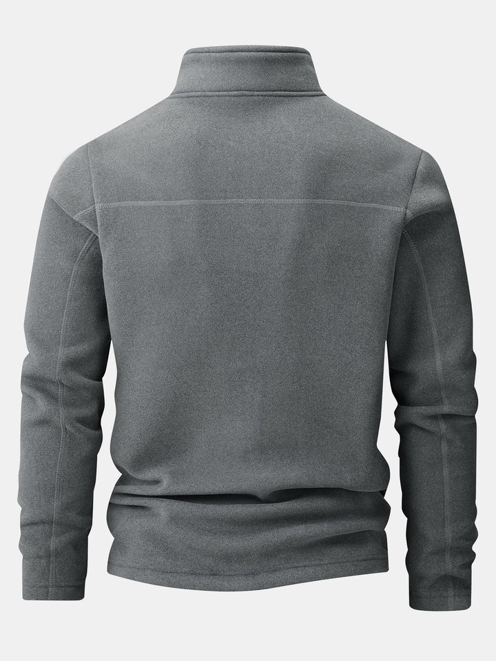 Fleece sweater met kwartrits & polar fleece broek met rechte pijpen