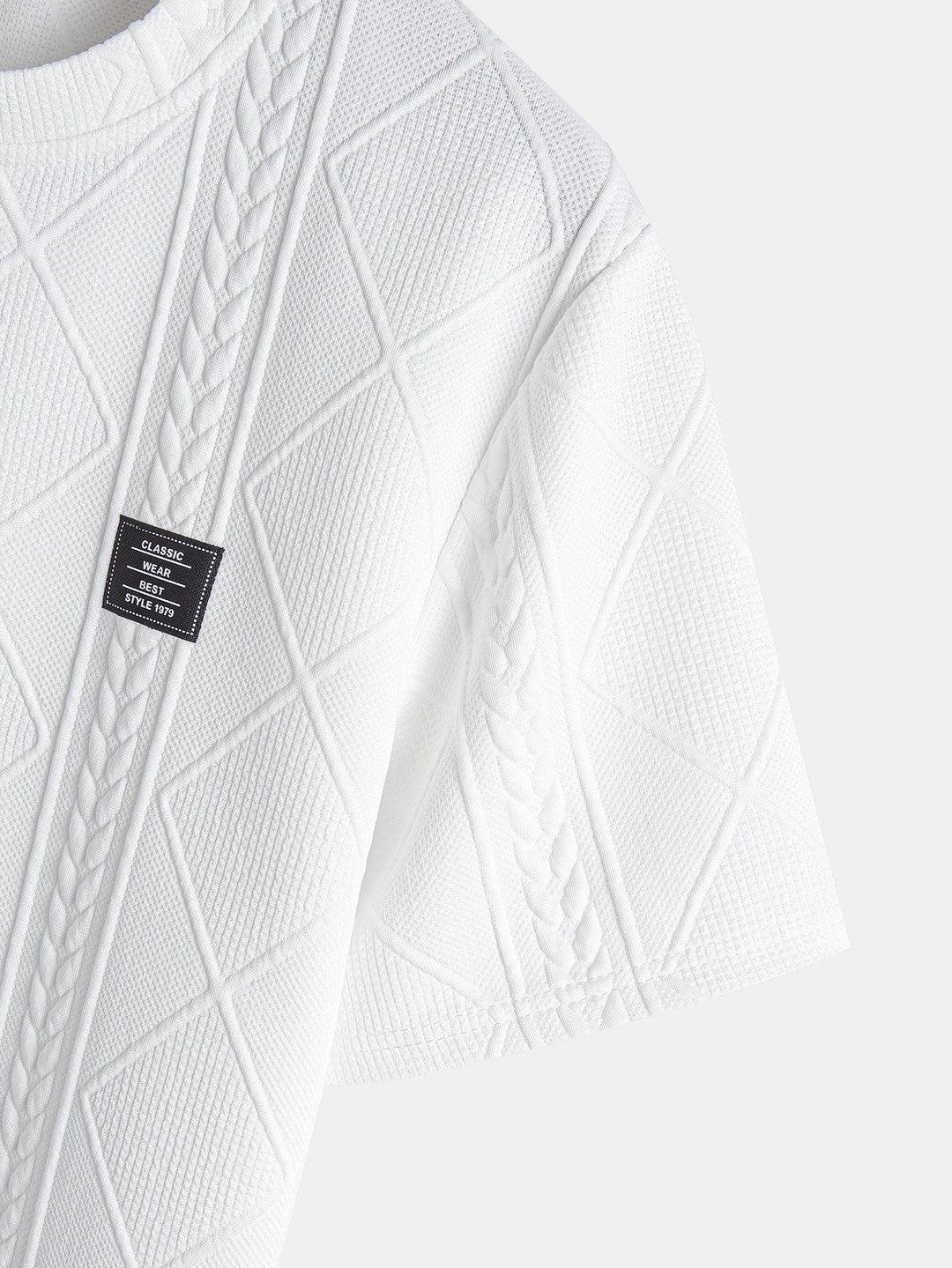 Korte Mouw Geometrisch Jacquard Boog Hem T-Shirt