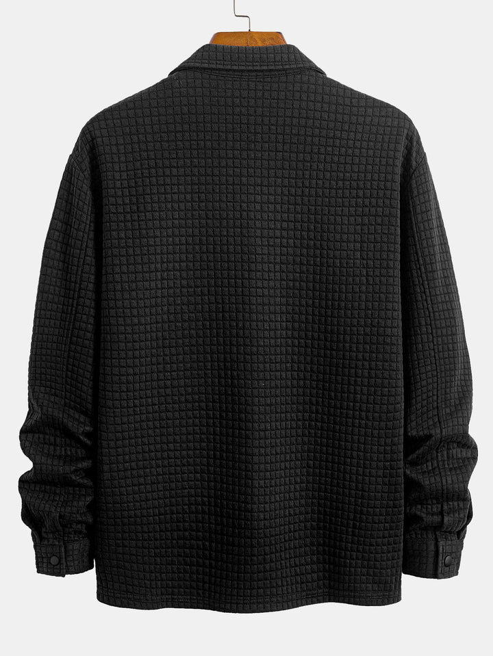 Gequilted Waffle Jacquard Overshirt & Trekkoord Waffle Joggingbroek