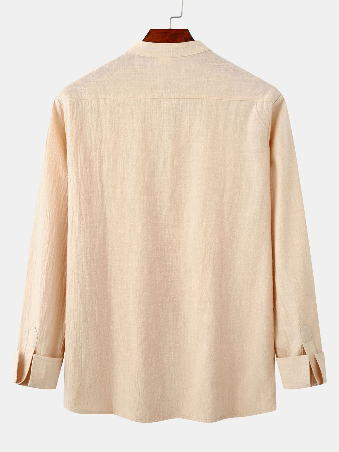 Lange Mouwen Linnen Look Staande Kraag Shirt & Rechte Pijpen Linnen Broek