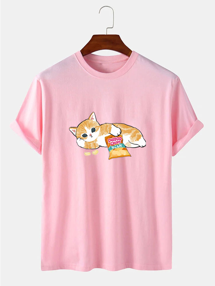 Schattige Kat Print T-Shirt