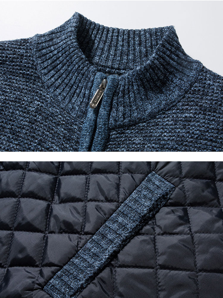 Gequilted Patchwork Zip-Up Trui