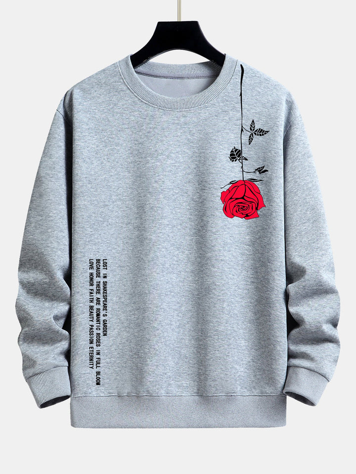 Slogan Rozenprint Relax Fit Sweatshirt