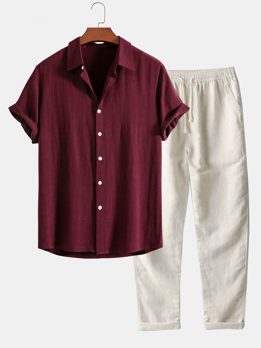 Linen Rayon Shirt & Straight-Leg Linen Pants