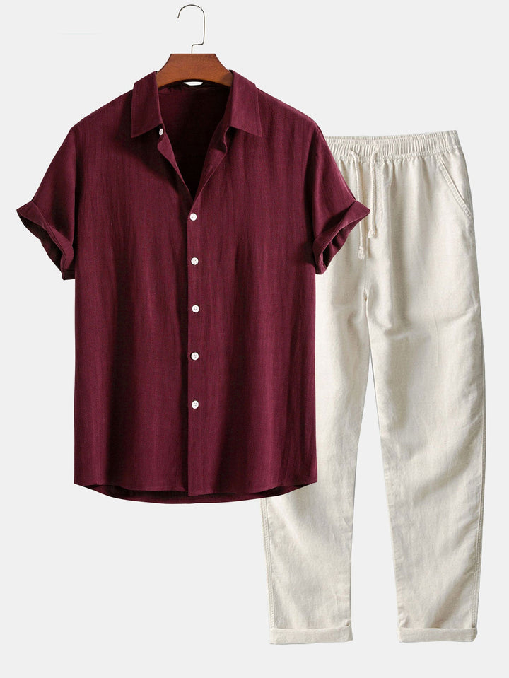 Linen Rayon Shirt & Straight-Leg Linen Pants