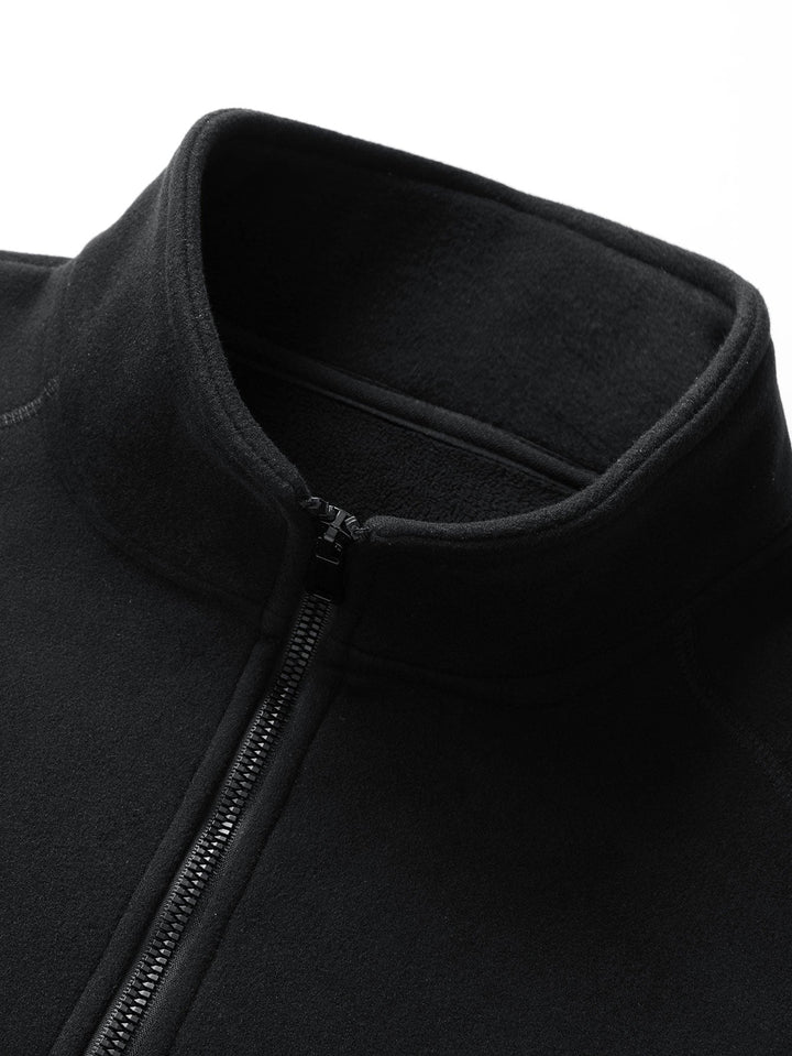 Fleece sweater met kwartrits & polar fleece broek met rechte pijpen