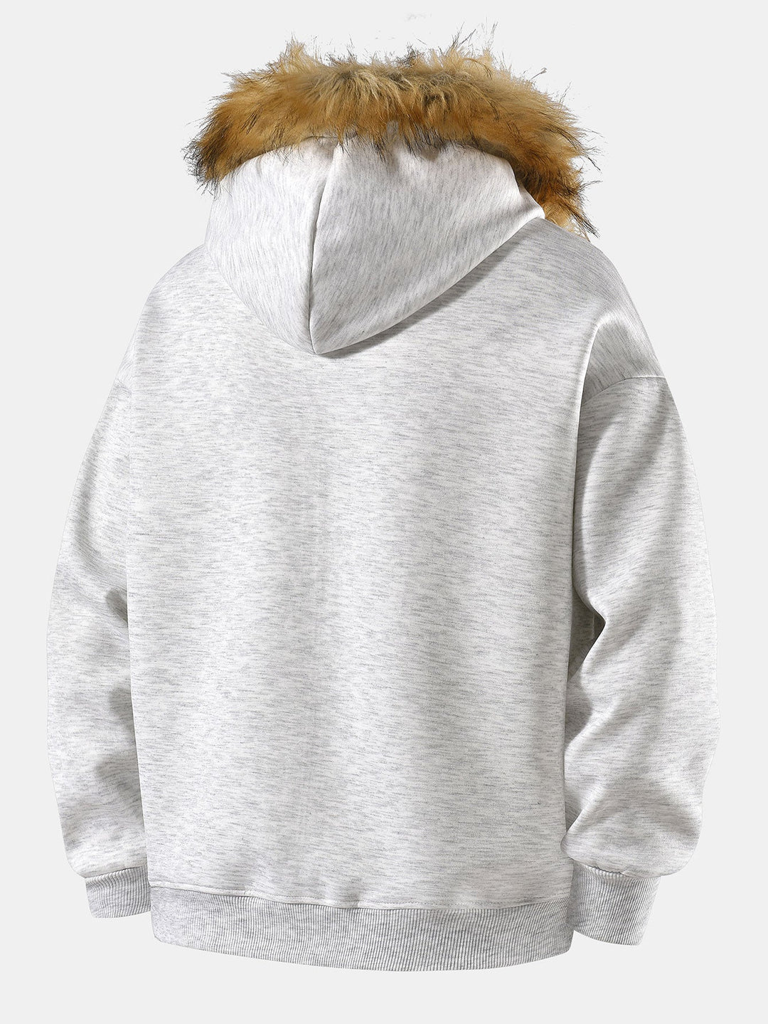 Relaxed faux fur collar zip-up hoodie