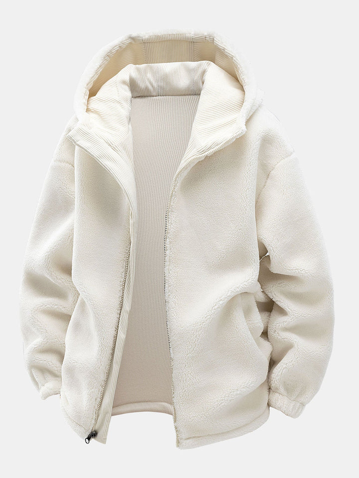 Teddy corduroy reversible jacket with hood