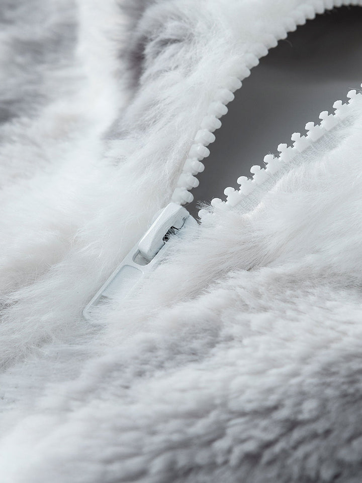 Faux fur coat with zipper closure