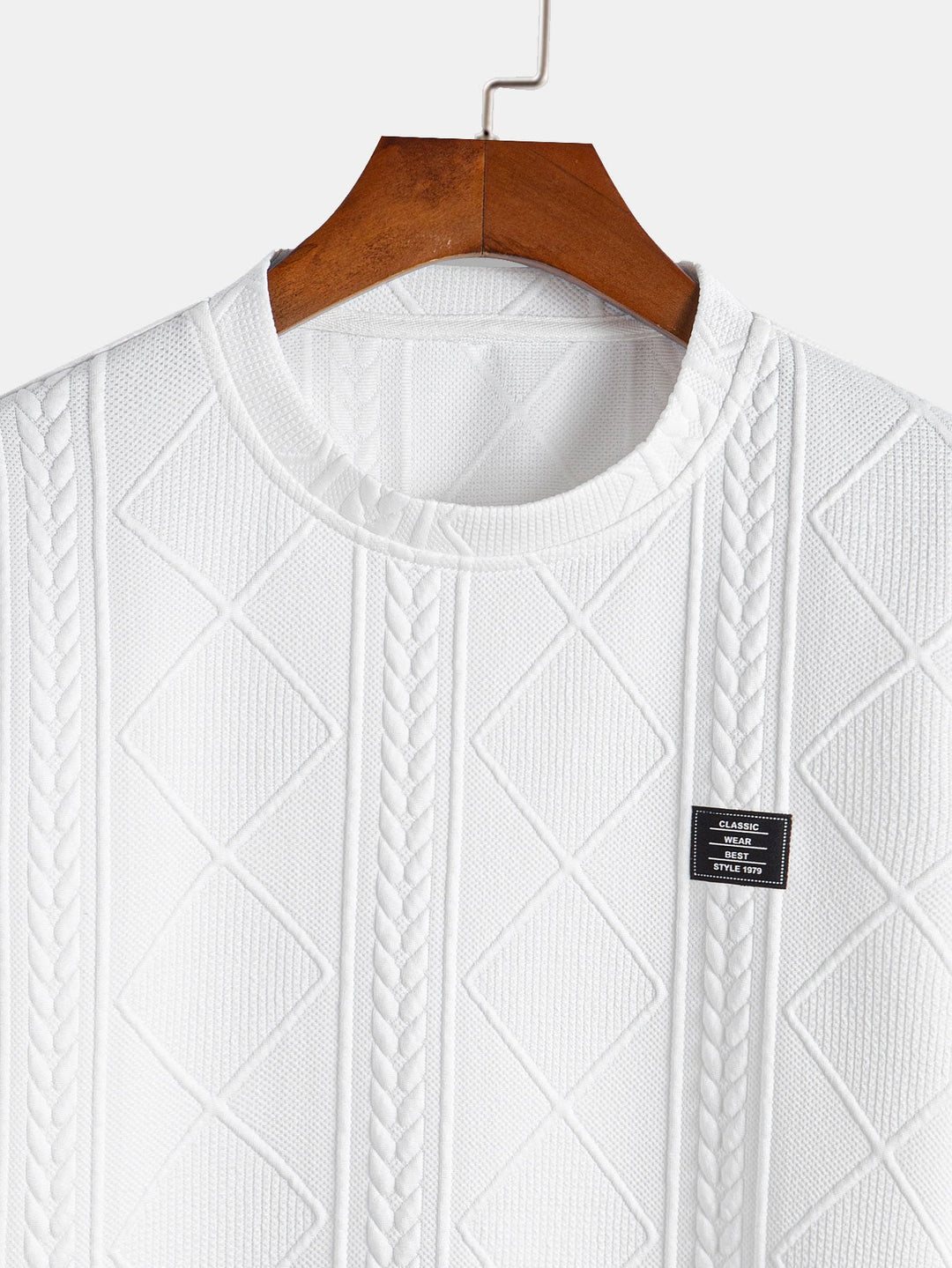 Korte Mouw Geometrisch Jacquard Boog Hem T-Shirt