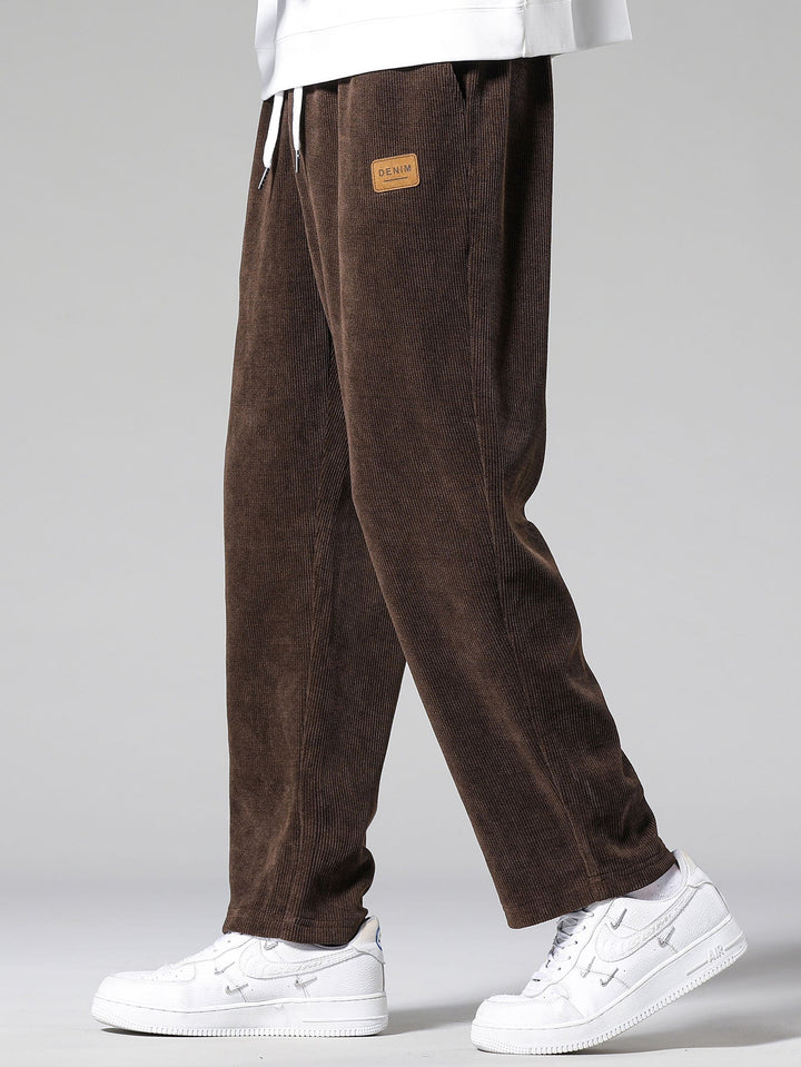 New York Print Relax Fit Hoodie & Rechte Pijpen Corduroy Broek