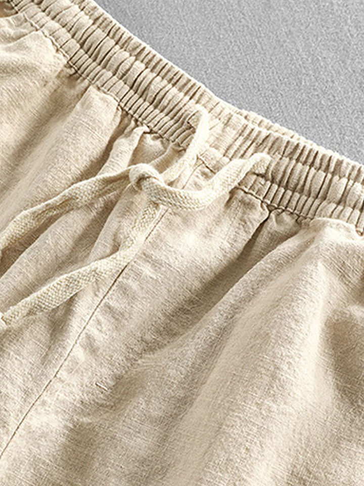 Korte Mouw Geometrisch Textuur Cuban Shirt & Linnen Katoen Mix Shorts