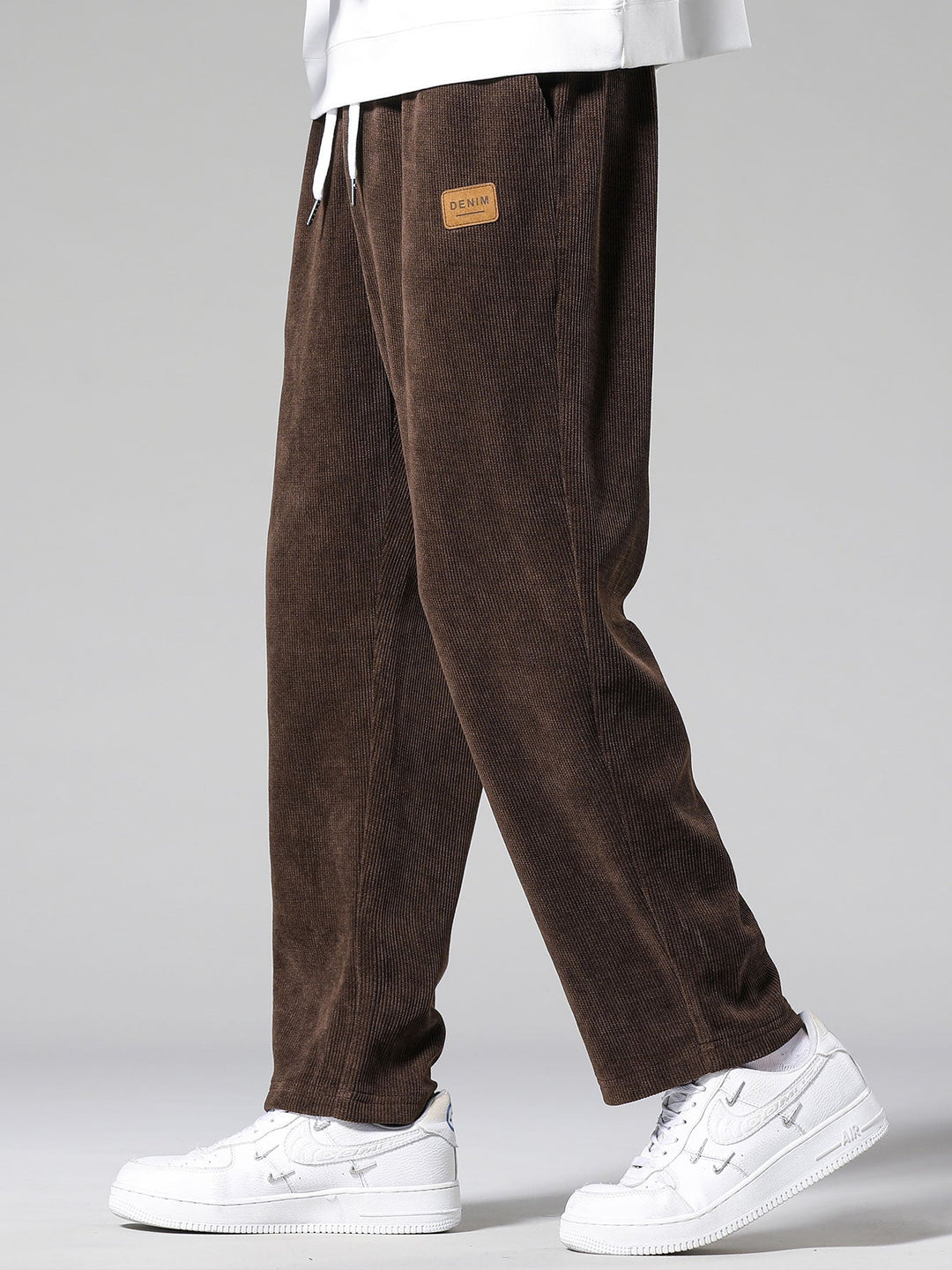 Slogan Achterdruk Relax Fit Hoodie & Rechte Pijpen Corduroy Broek