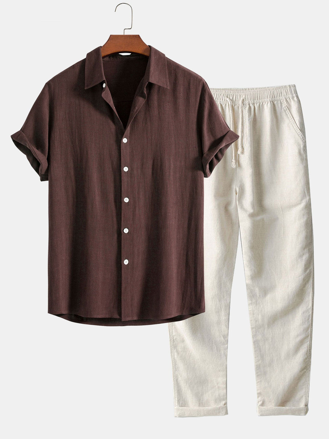 Linen Rayon Shirt & Straight-Leg Linen Pants