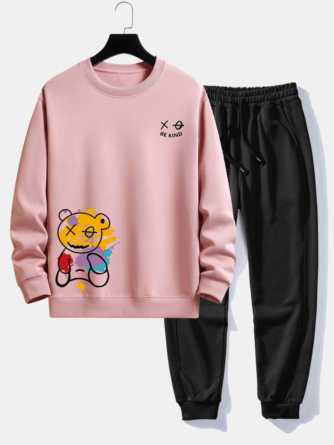Graffiti Bear Print Relax Fit Sweatshirt & Joggingbroek