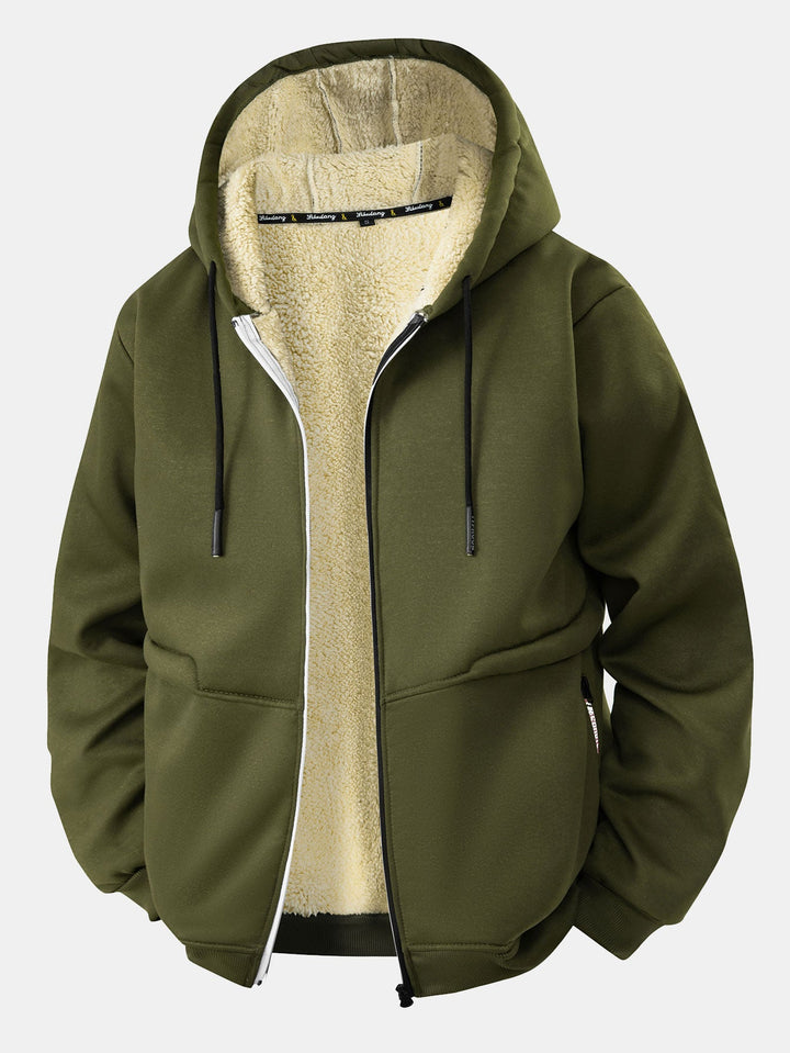 Teddy-lined zipper hoodie