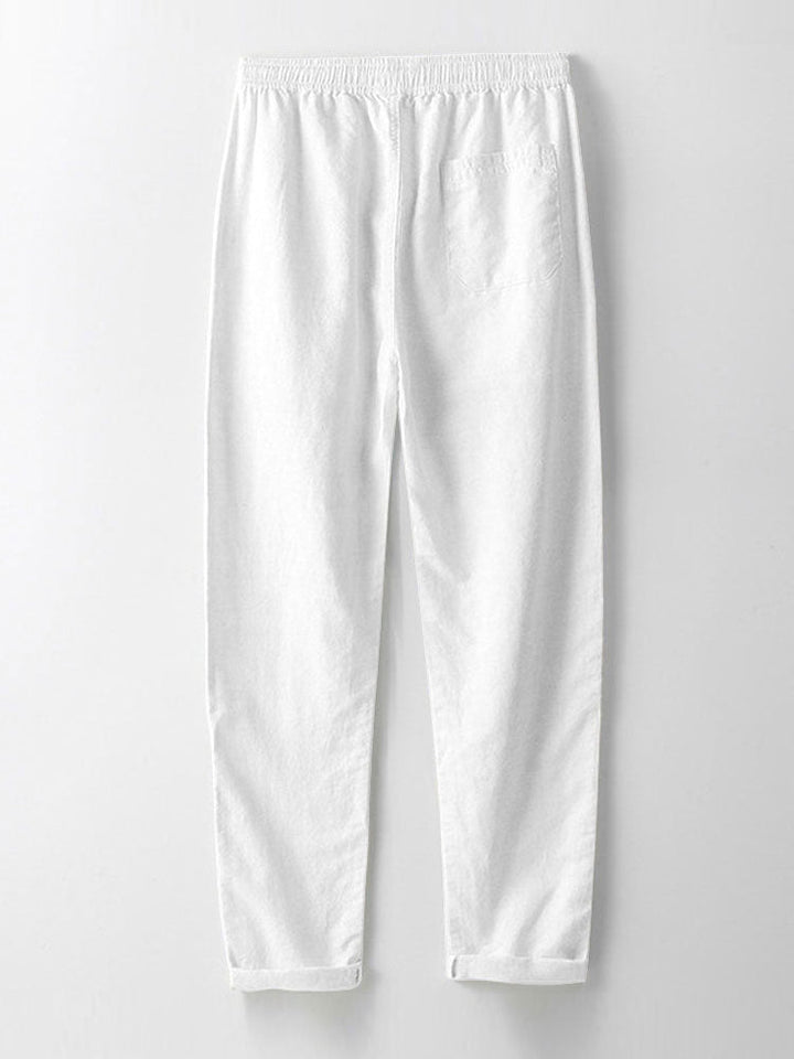 Linnen Look Gestreepte Overhemd met Knopen & Rechte Linnen Broek