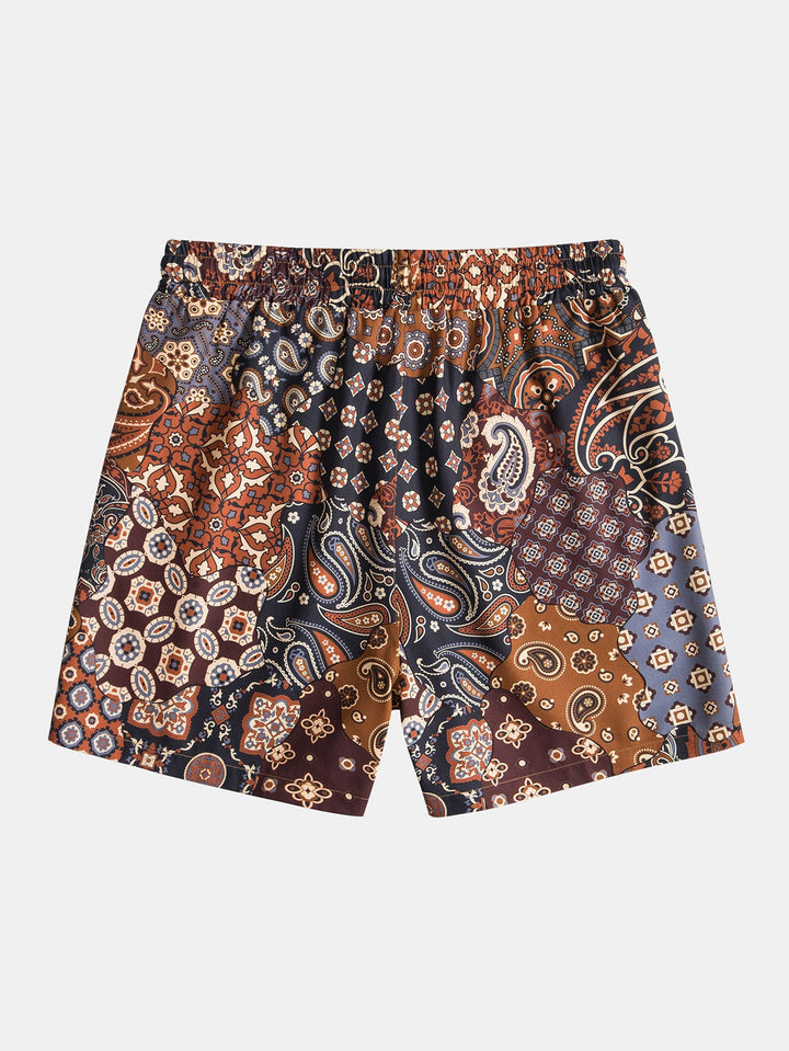 Paisley Patchwork Print Knop-Up Shirt & Shorts