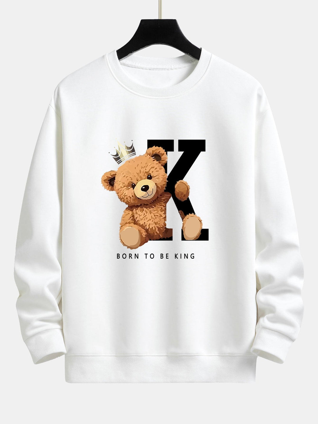 Crown King Bear Print Relax Fit Sweatshirt & Rechte Pijpen Corduroy Broek