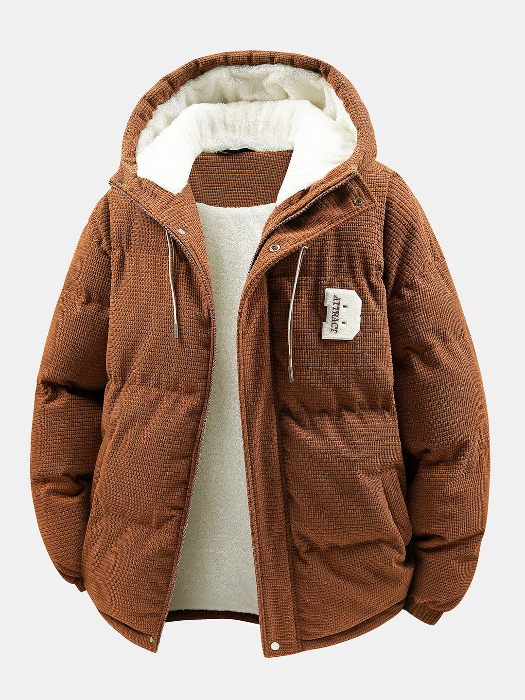 Teddy-lined corduroy quilted jacket with hood