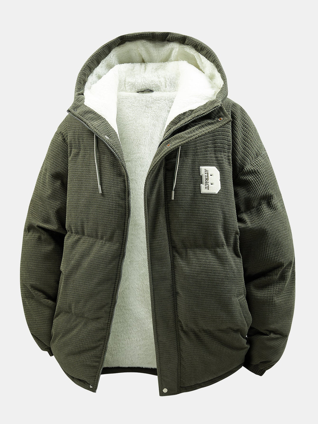 Teddy-lined corduroy quilted jacket with hood