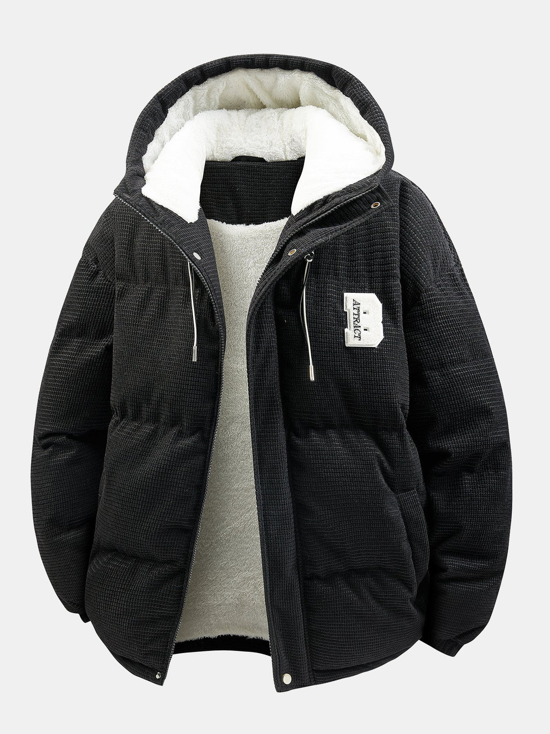 Teddy-lined corduroy quilted jacket with hood