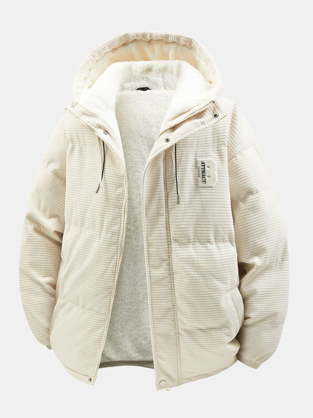 Teddy-lined corduroy quilted jacket with hood