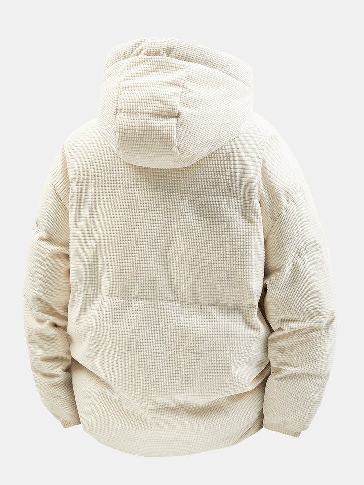 Teddy-lined corduroy quilted jacket with hood