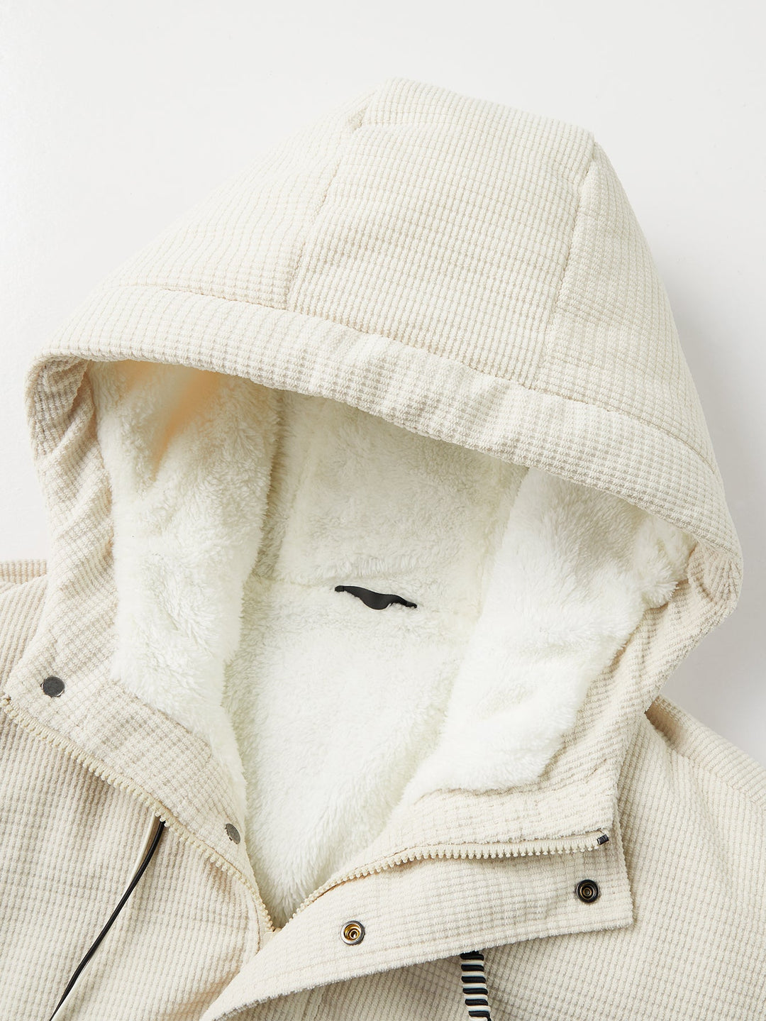 Teddy-lined corduroy quilted jacket with hood