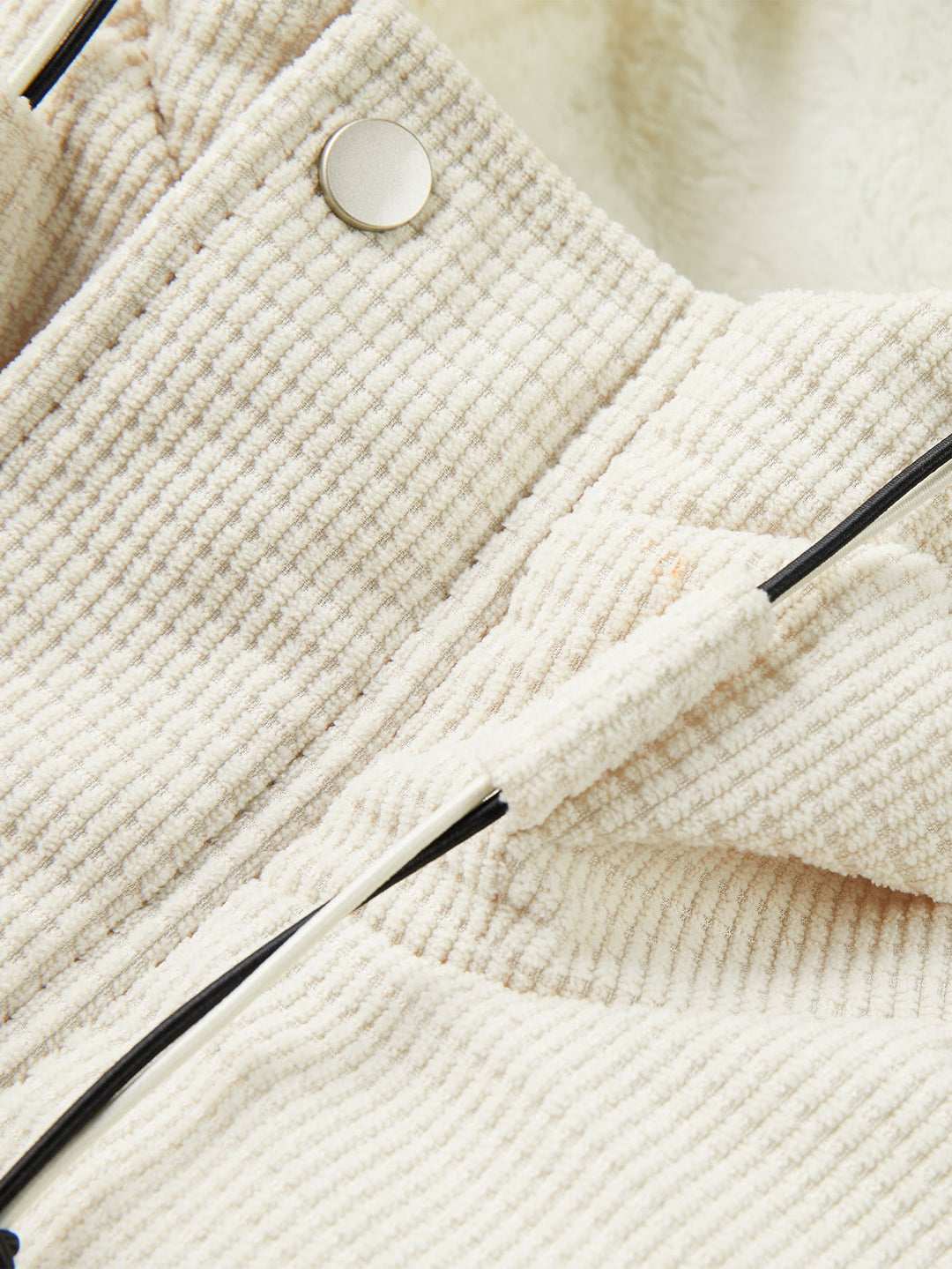 Teddy-lined corduroy quilted jacket with hood