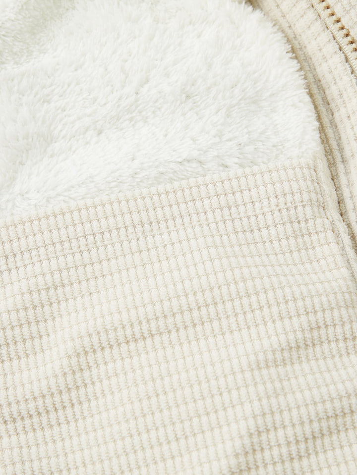 Teddy-lined corduroy quilted jacket with hood